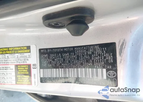 2011 Toyota Corolla Le z USA, uszkodzony, nr VIN 2T1BU4EE8BC608723